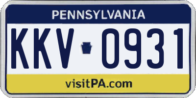 PA license plate KKV0931