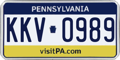PA license plate KKV0989
