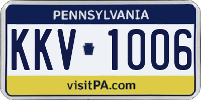 PA license plate KKV1006