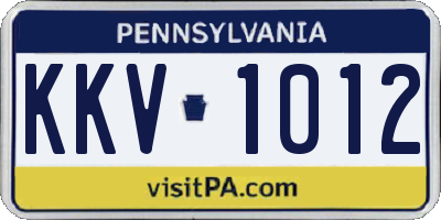 PA license plate KKV1012