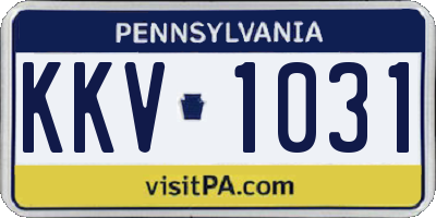 PA license plate KKV1031