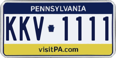 PA license plate KKV1111