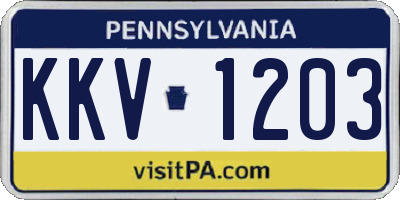 PA license plate KKV1203