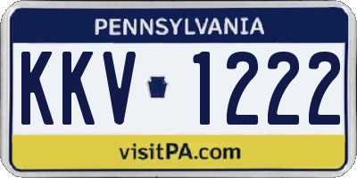 PA license plate KKV1222