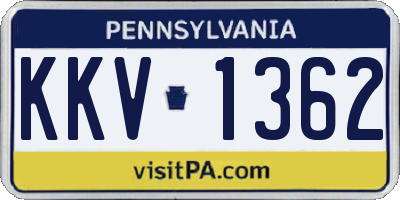 PA license plate KKV1362