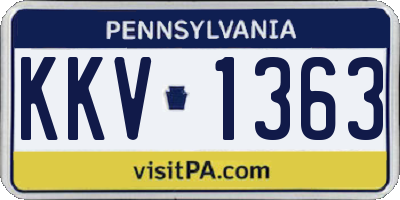 PA license plate KKV1363