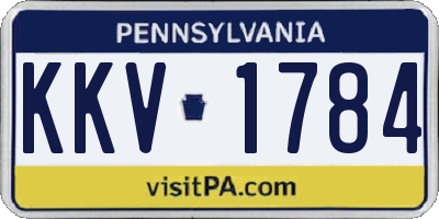 PA license plate KKV1784