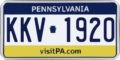 PA license plate KKV1920