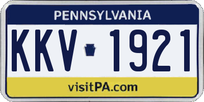 PA license plate KKV1921