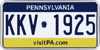 PA license plate KKV1925