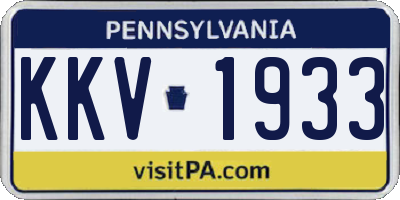 PA license plate KKV1933