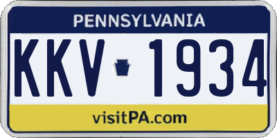 PA license plate KKV1934