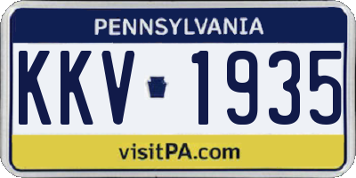 PA license plate KKV1935