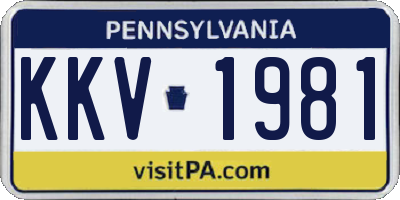 PA license plate KKV1981