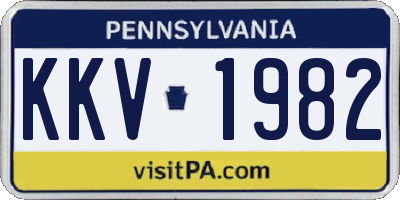 PA license plate KKV1982