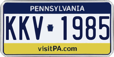 PA license plate KKV1985
