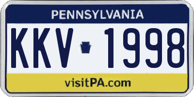 PA license plate KKV1998