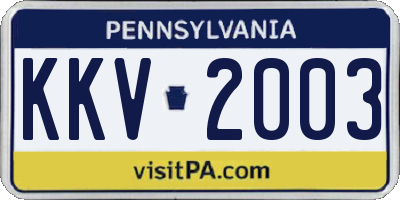 PA license plate KKV2003