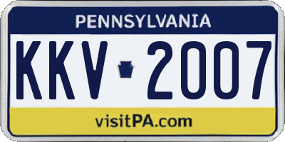 PA license plate KKV2007