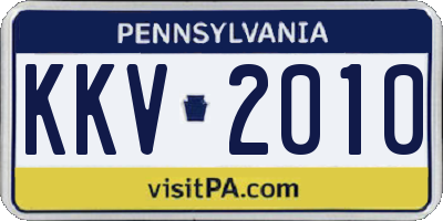 PA license plate KKV2010