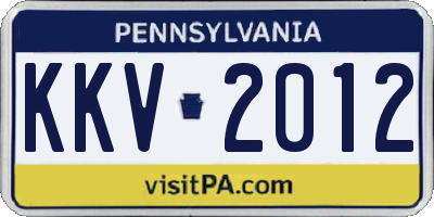 PA license plate KKV2012