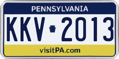 PA license plate KKV2013