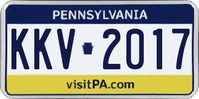 PA license plate KKV2017