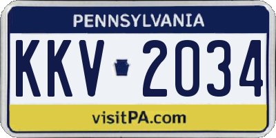 PA license plate KKV2034