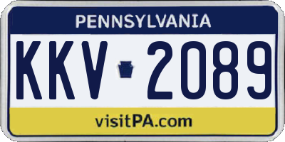 PA license plate KKV2089