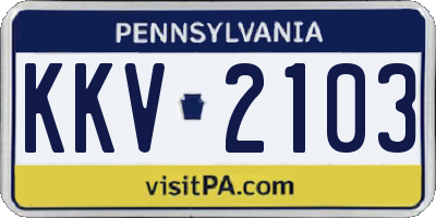PA license plate KKV2103