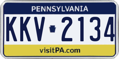 PA license plate KKV2134