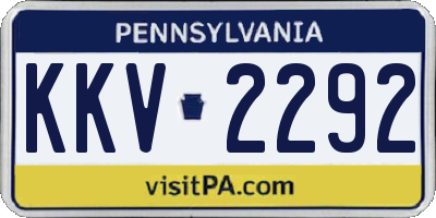 PA license plate KKV2292