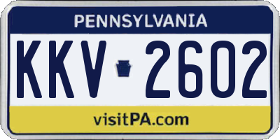 PA license plate KKV2602