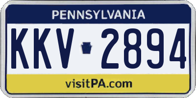 PA license plate KKV2894