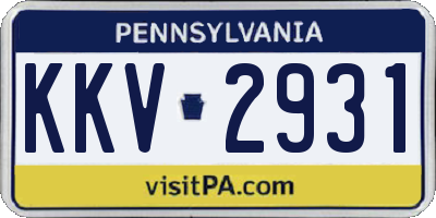 PA license plate KKV2931