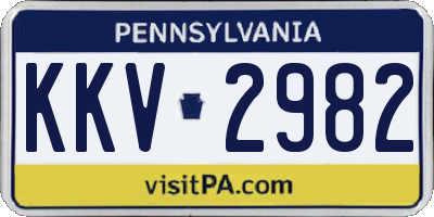 PA license plate KKV2982