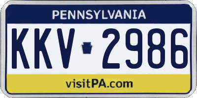 PA license plate KKV2986