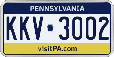 PA license plate KKV3002