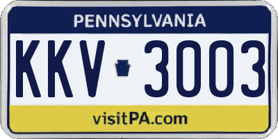 PA license plate KKV3003