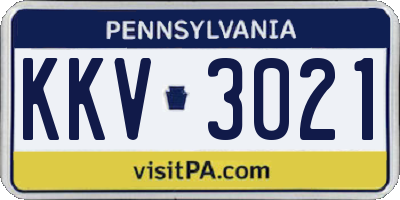 PA license plate KKV3021