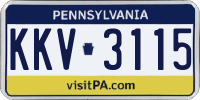 PA license plate KKV3115