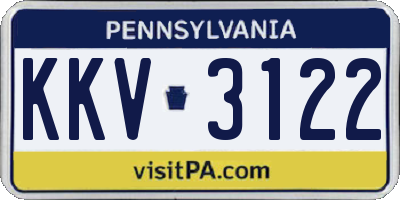 PA license plate KKV3122