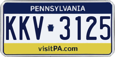 PA license plate KKV3125
