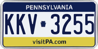 PA license plate KKV3255