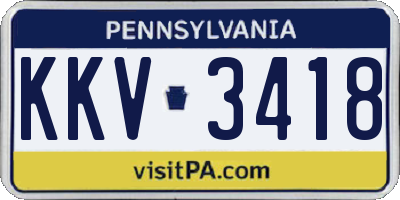 PA license plate KKV3418