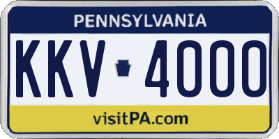 PA license plate KKV4000