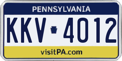 PA license plate KKV4012