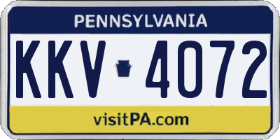 PA license plate KKV4072