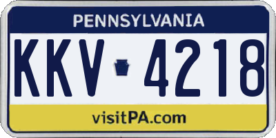 PA license plate KKV4218