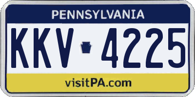 PA license plate KKV4225
